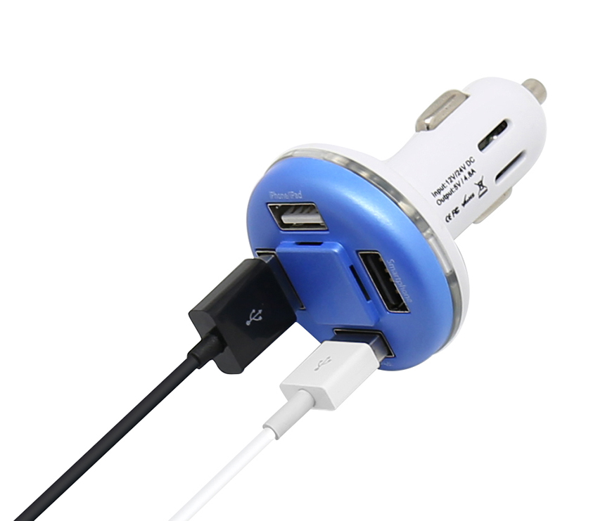 PA448 Car Charger with 4 Ports USB Hub